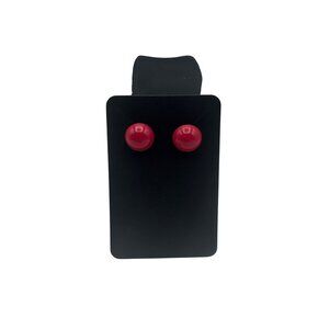 Pinky Red Round Stud Earrings Simple Design Lightweight Secure Backing